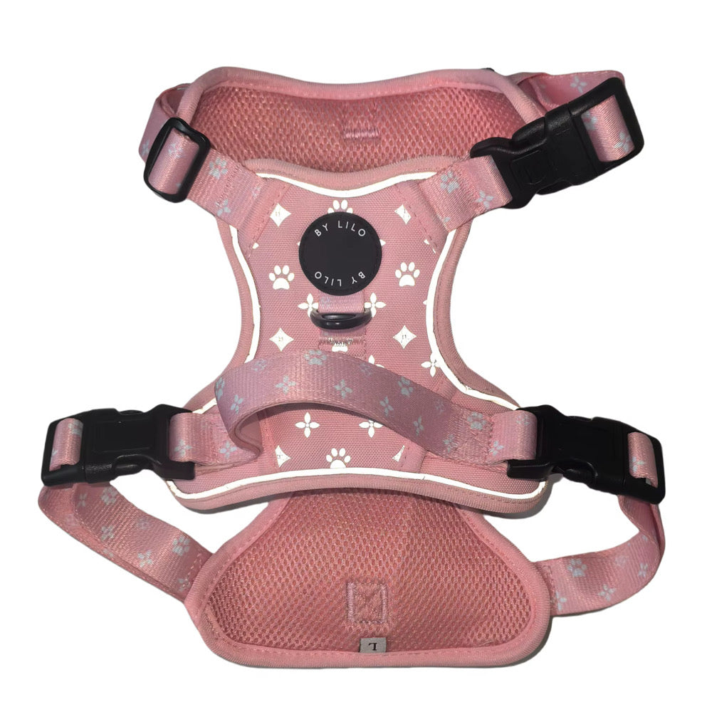 Roze reflecterend anti-trek Y-tuig - By Lilo - detail